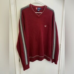 Classic Chaps Maroon & Gray Striped Sweater 🍂
